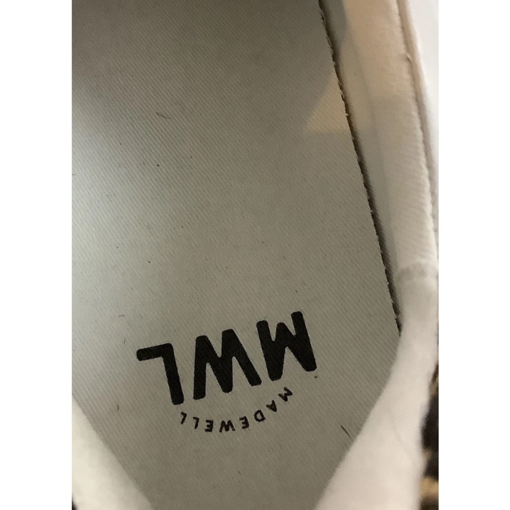 Madewell Sz 10 Kickoff Trainer Patterned Calf Hair Leather Sneakers White Tan - Picture 10 of 10